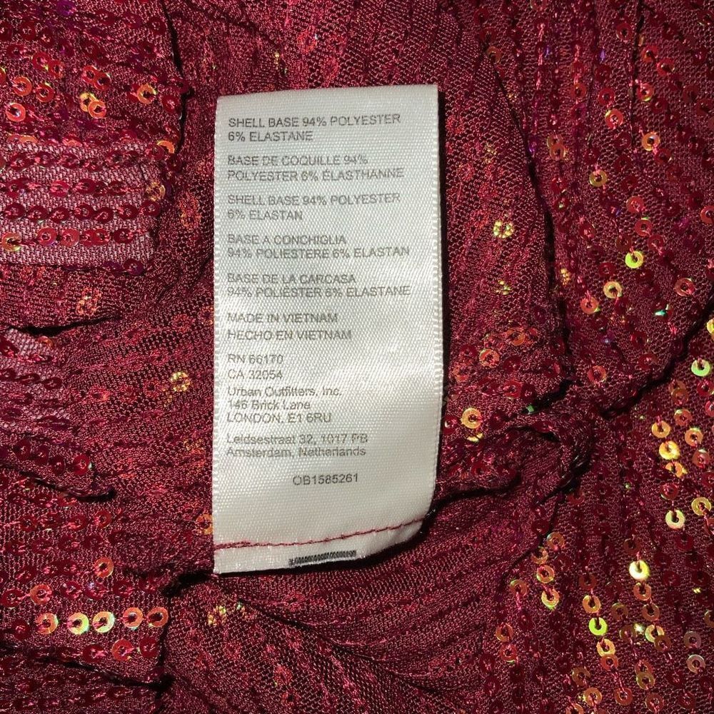 NWT Free People Sequin Shirtee Top Dark Rhubarb red size XS - Picture 7 of 8